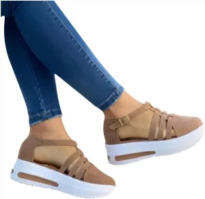 Gibobby Platform Sandals Espadrille,Women's Straps Platform Wedges Sandals Casual Summer Closed Toe Espadrilles Sandals