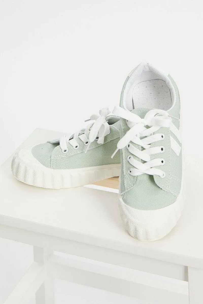 Green Contrast Line Detail Sneakers