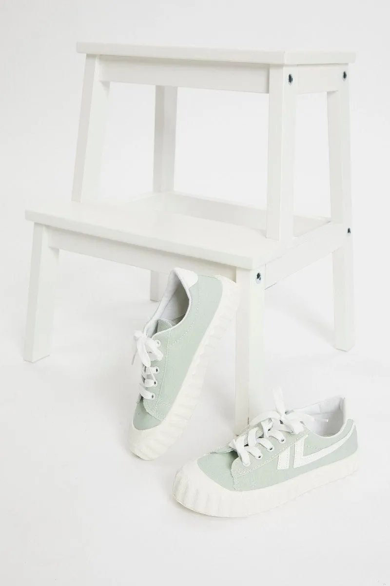 Green Contrast Line Detail Sneakers