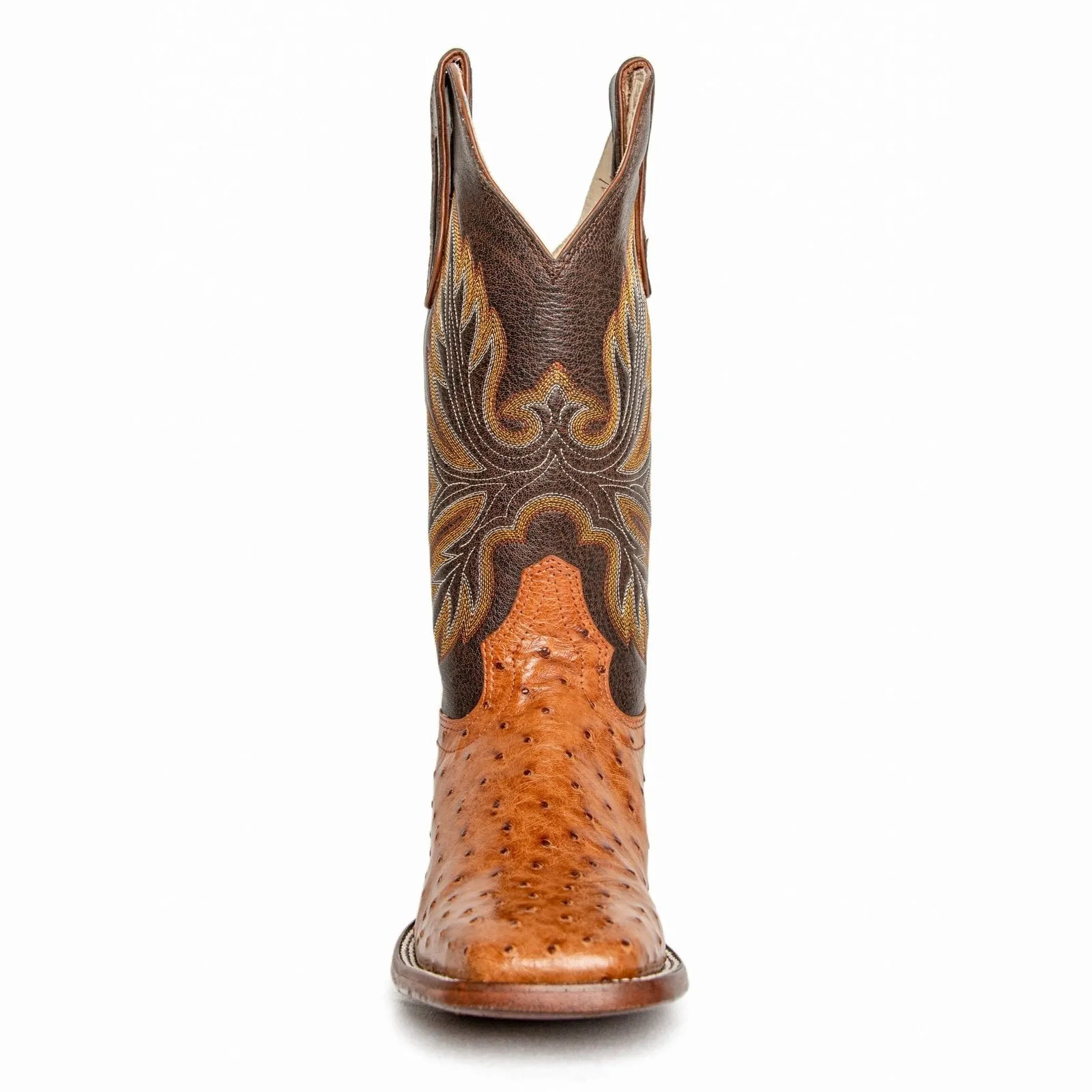 Hondo Men’s Cowboy Boots 13" Cognac Exotic Ostrich Cognac