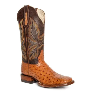 Hondo Men’s Cowboy Boots 13" Cognac Exotic Ostrich Cognac