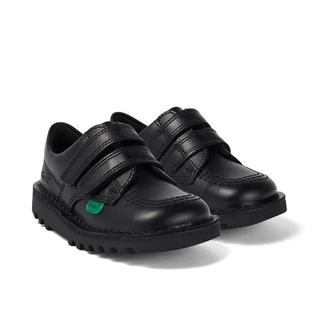 Infant Kickers Black Kick Lo Twin Strap Velcro Shoe (5-12)