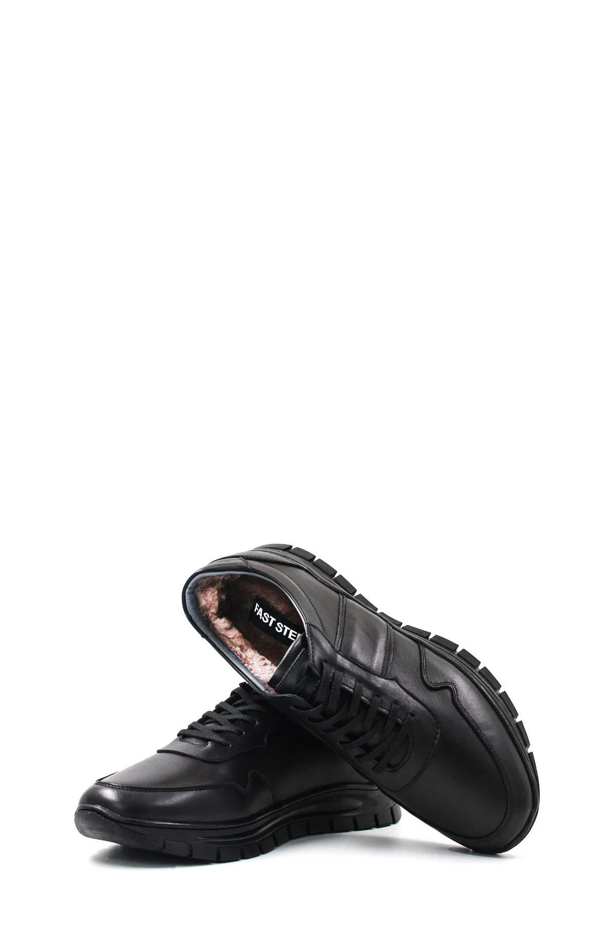 Men's Black Leather Athletic Sneakers-Wessi