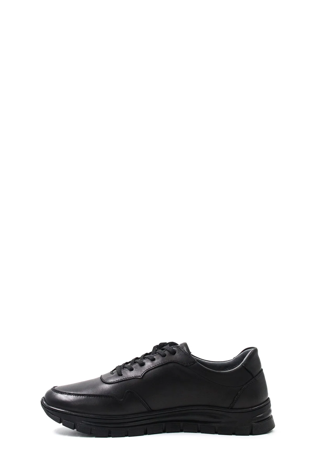 Men's Black Leather Athletic Sneakers-Wessi