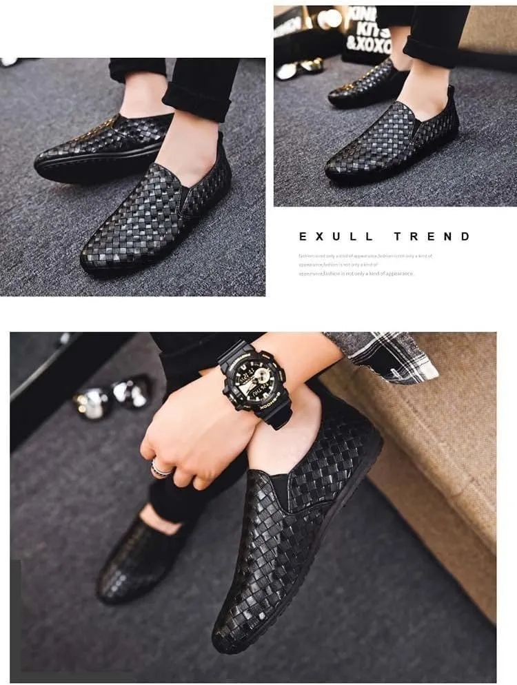 Men's Solid Color Slip-On Loafers, Fashion Casual Sneakers with Arch Support, Single Shoes for Outdoor Cycling Hiking