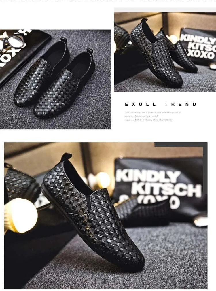 Men's Solid Color Slip-On Loafers, Fashion Casual Sneakers with Arch Support, Single Shoes for Outdoor Cycling Hiking