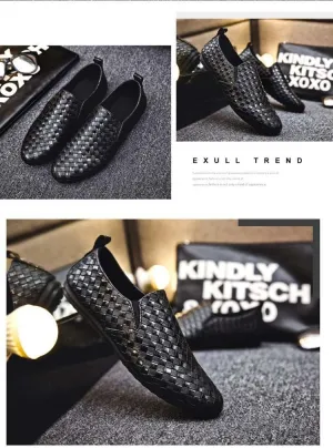 Men's Solid Color Slip-On Loafers, Fashion Casual Sneakers with Arch Support, Single Shoes for Outdoor Cycling Hiking