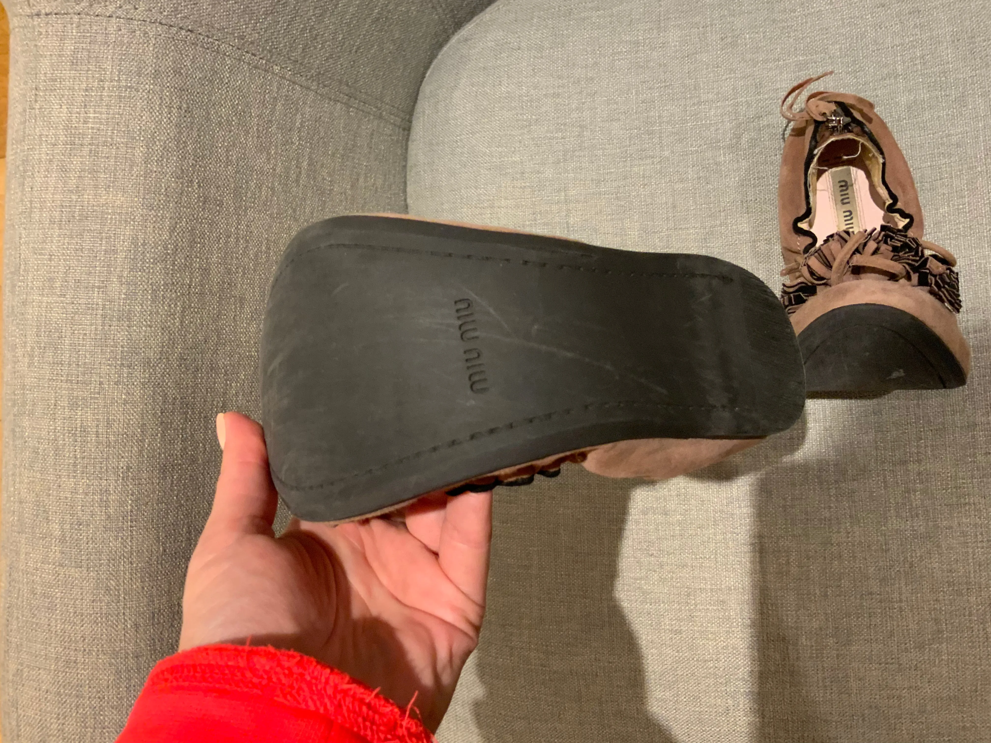 MIU MIU Brown Suede Leather Flats SHOES SIZE 38 UK 5 US 8 ladies