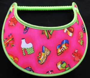Mod Style Shoes on Pink Sun Visor Trimmed in Lime Green