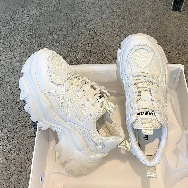 New Women Sneakers White Fashion Thick Sole Casual
