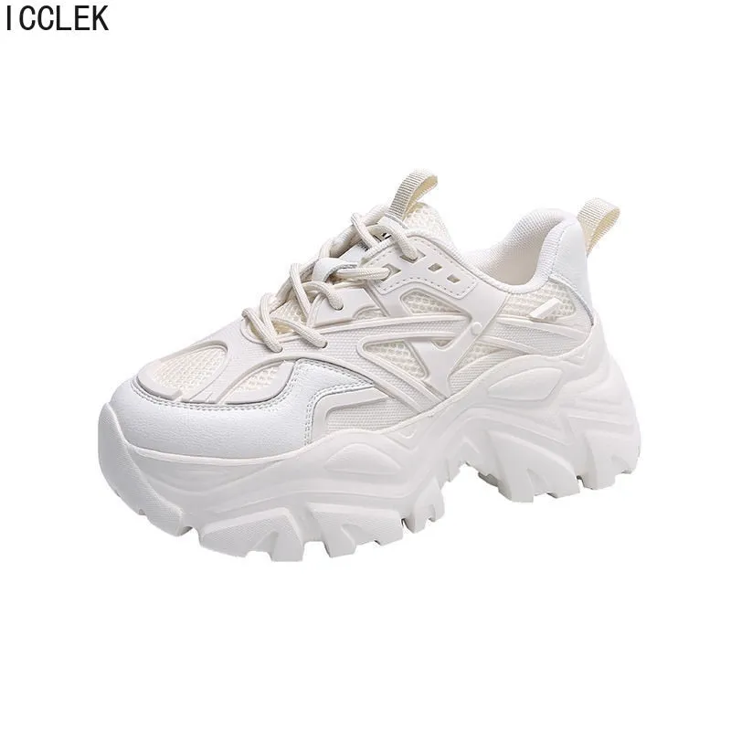 New Women Sneakers White Fashion Thick Sole Casual