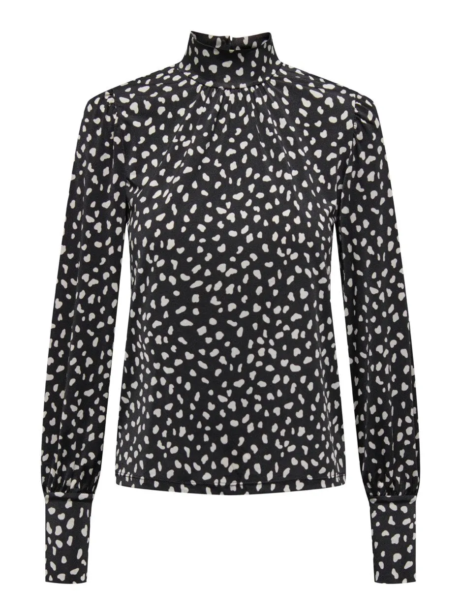 Onlrita L/s Highneck Top Box Jrs - Zwart Dessin