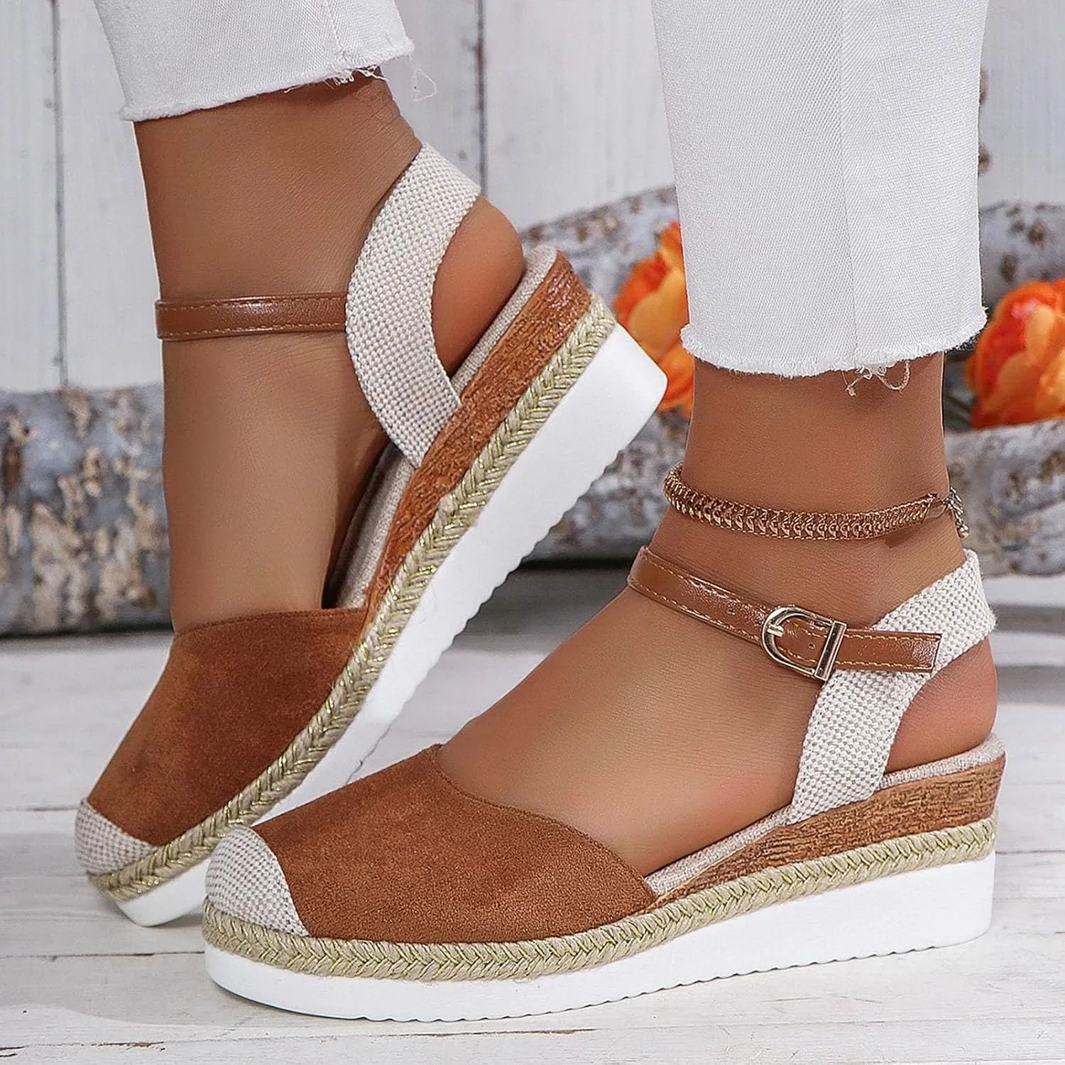 Orthopedic Closed Toe Sandals for Women Platform Wedge Sandals, 2025 Espadrilles Wedges, Comfortable Anti Slip Shoes