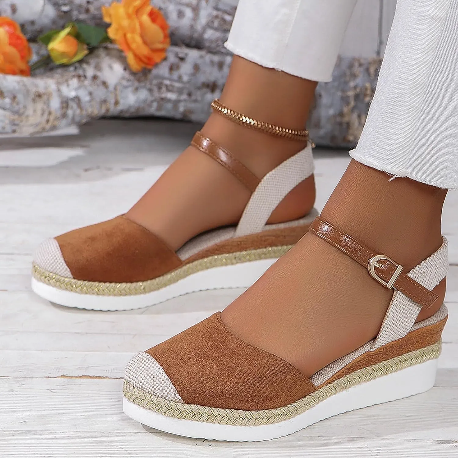 Orthopedic Closed Toe Sandals for Women Platform Wedge Sandals, 2025 Espadrilles Wedges, Comfortable Anti Slip Shoes