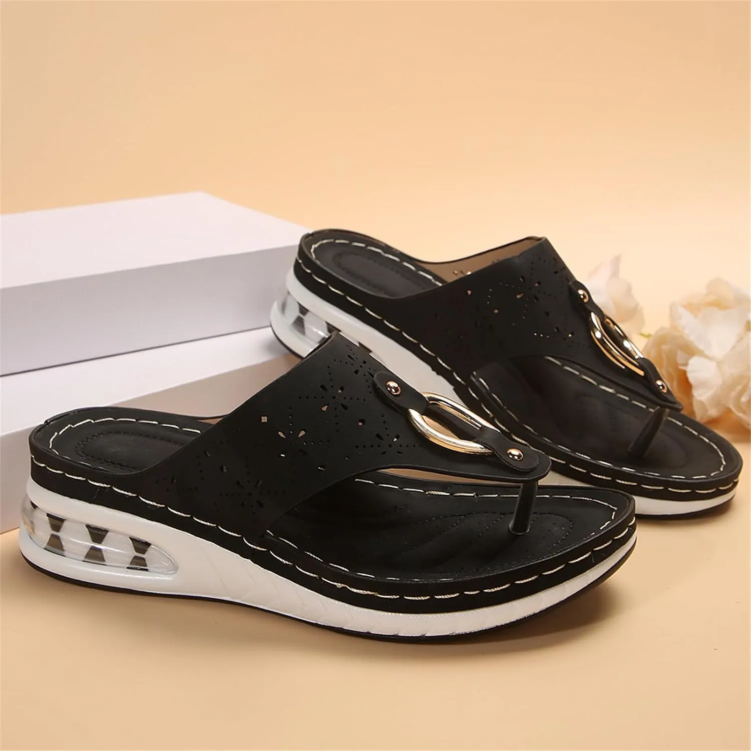Orthopedic Sandals for Women with Arch Support Platform Wedge Flip Flops Summer Comfortable Dressy Casual Beach Slippers Walking