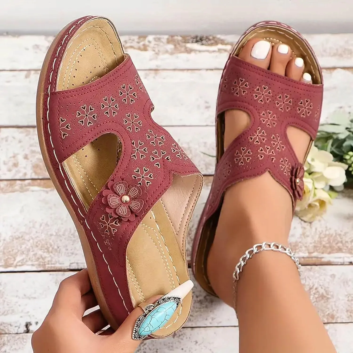 Orthopedic Sandals for Women Womens Fashion Orthotic Slides Ladies Summer Sandals with Comfortable Arch Support
