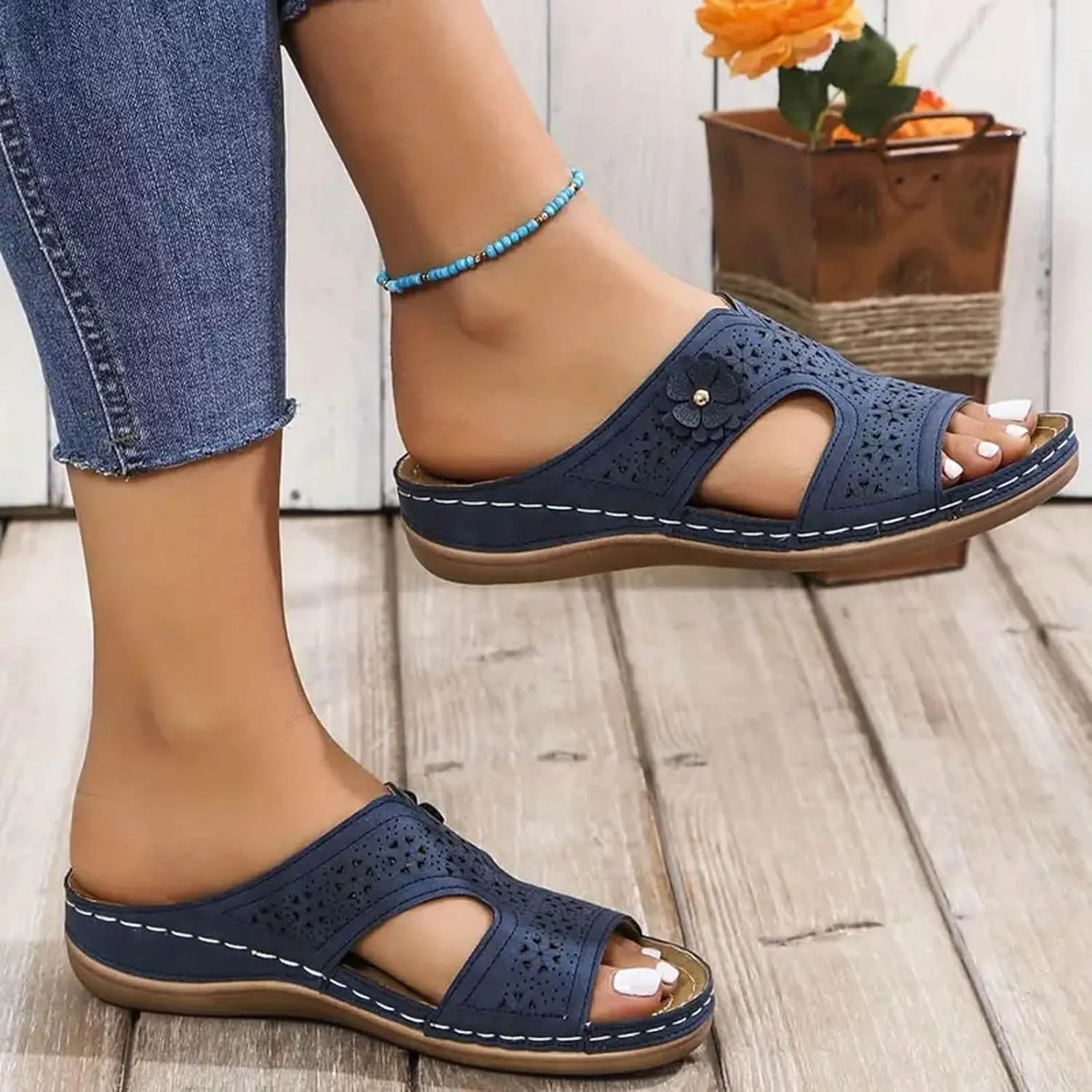 Orthopedic Sandals for Women Womens Fashion Orthotic Slides Ladies Summer Sandals with Comfortable Arch Support