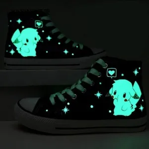 Pikachu Luminous Canvas Shoes High top Sneakers Sports Shoes Kid Gifts