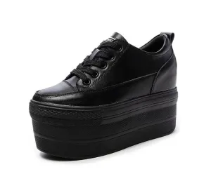 Premium Leather Vulcanized Sneakers for Women – High-Tops