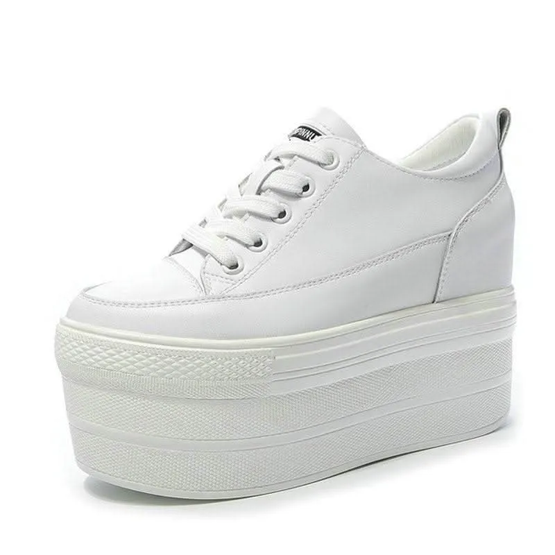 Premium Leather Vulcanized Sneakers for Women – High-Tops