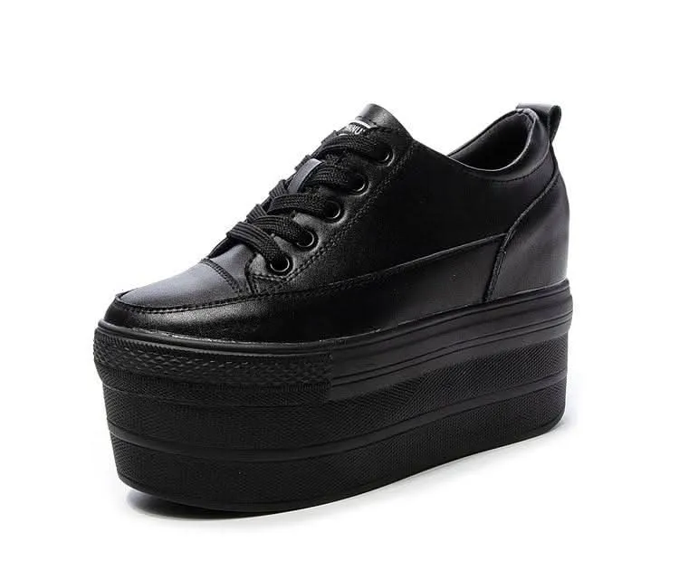 Premium Leather Vulcanized Sneakers for Women – High-Tops