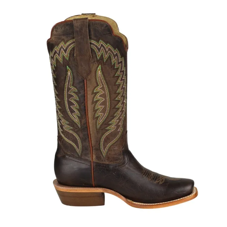 R. Watson Women's 13" Mad Brown Cowhide and Goat Western Boot