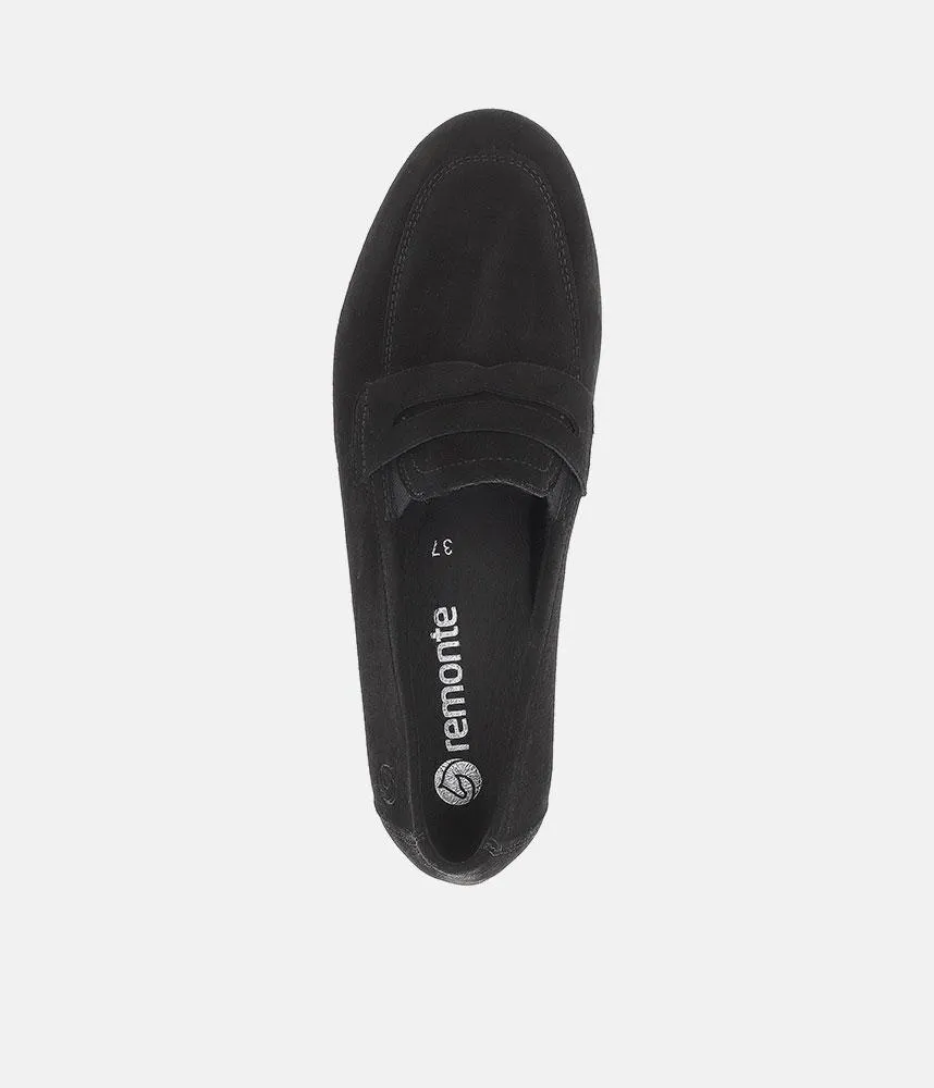 Remonte Chic Black Suede Slip On Shoe