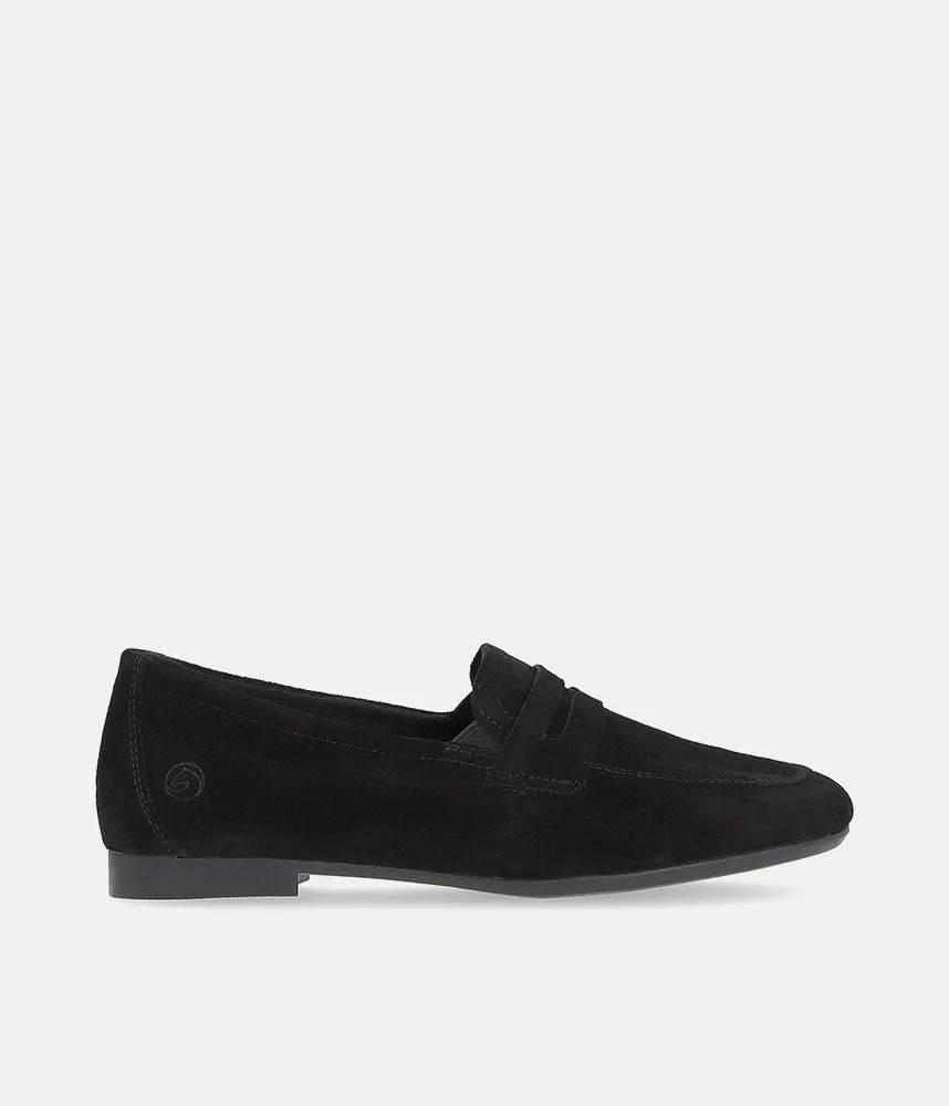 Remonte Chic Black Suede Slip On Shoe