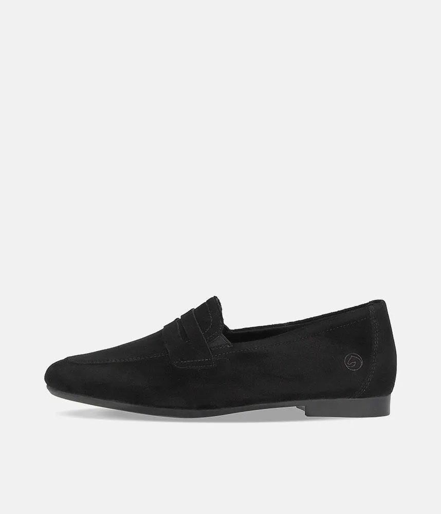 Remonte Chic Black Suede Slip On Shoe