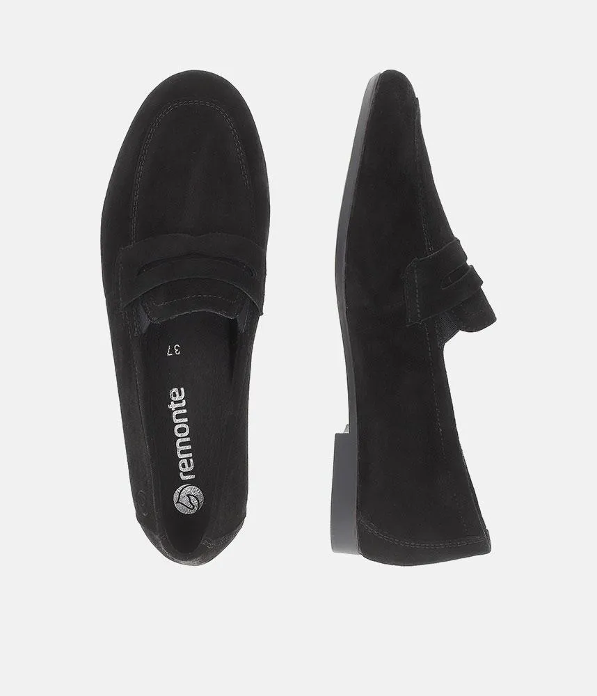 Remonte Chic Black Suede Slip On Shoe