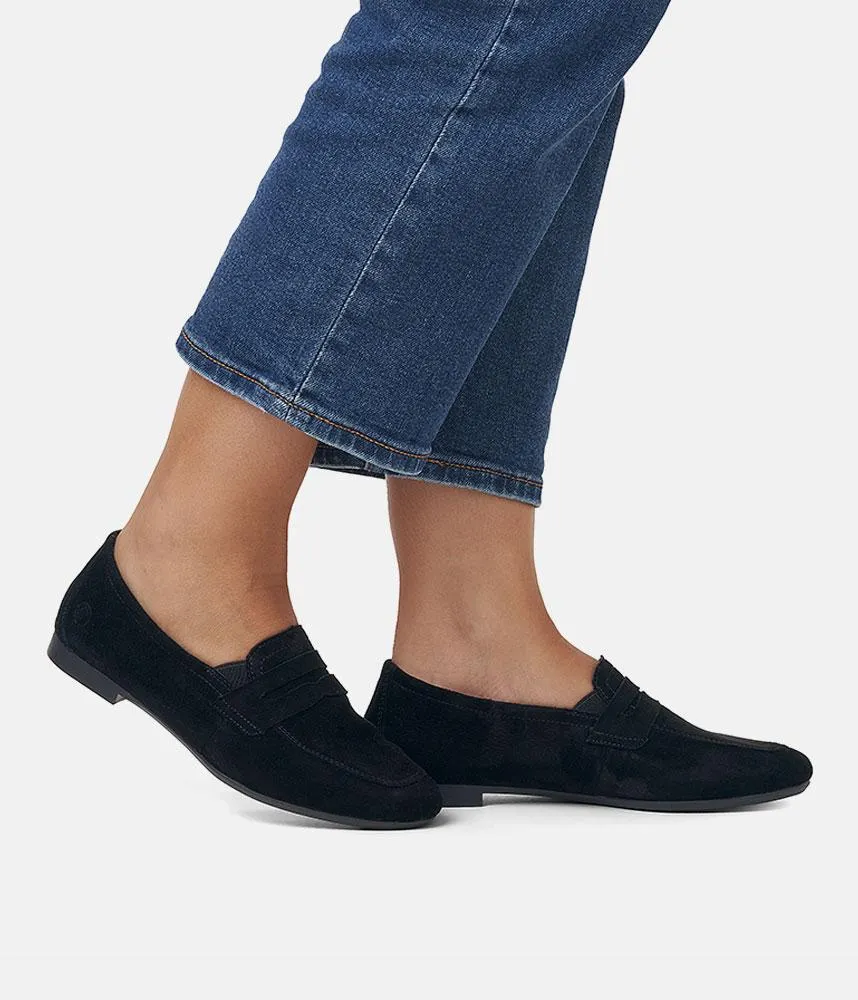 Remonte Chic Black Suede Slip On Shoe