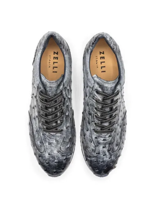 Rio Ostrich Quill Sneakers Black Demin