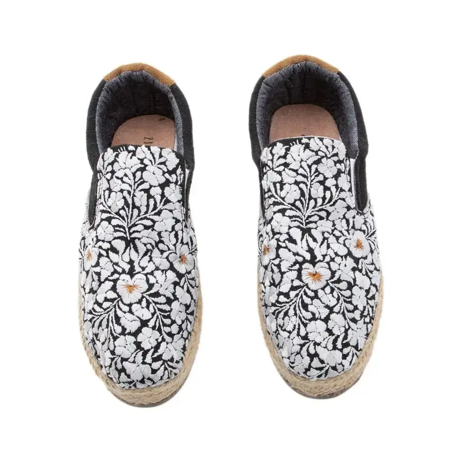 San Antonino Silver Floral Embroidery Platform Espadrille