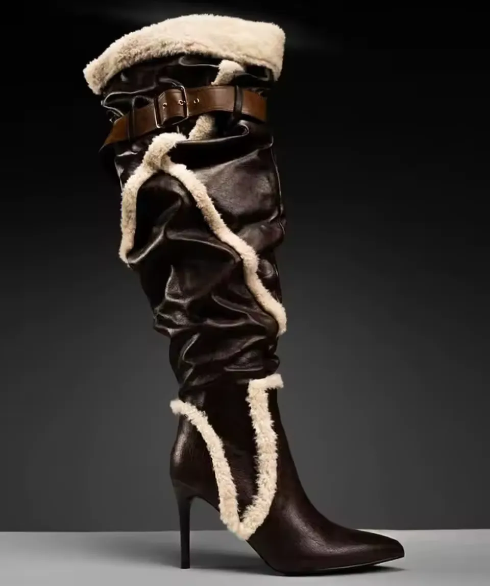Shearling Thigh High Winter Boots