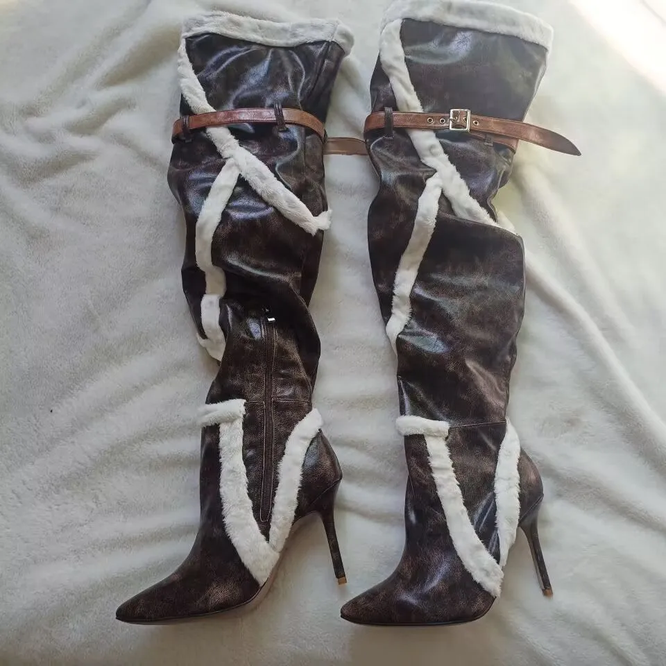 Shearling Thigh High Winter Boots