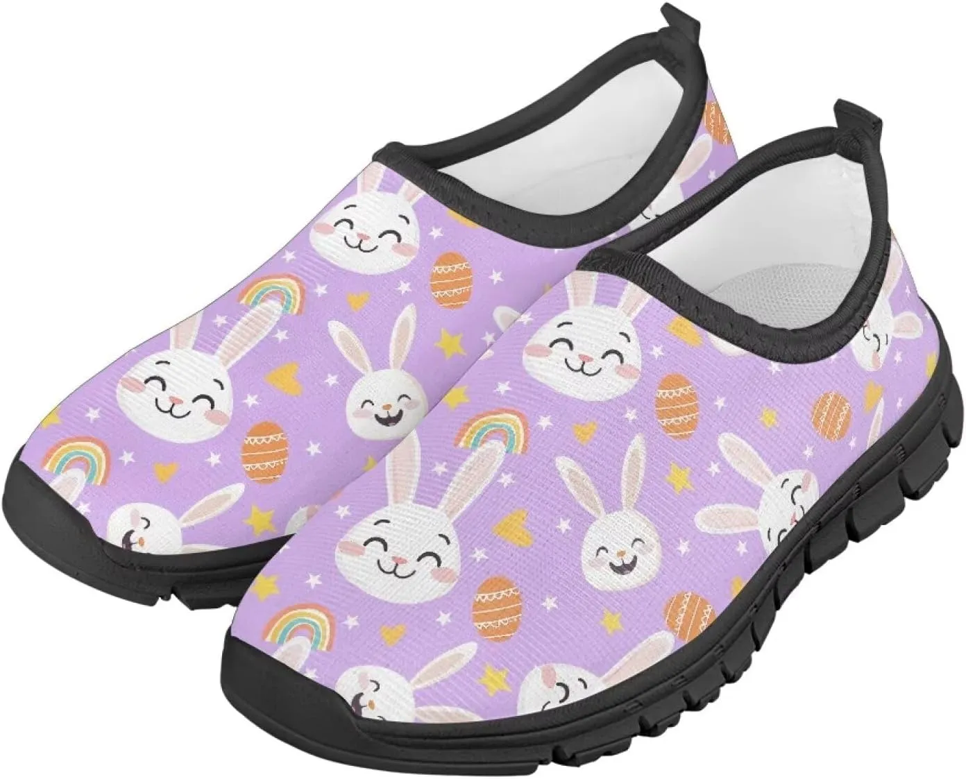 Slip On Walking Kids Sneakers Casual Loafers Non Slip Shoes Low Top Breathable Mesh Hiking Shoes Toddlers Black US 11-15