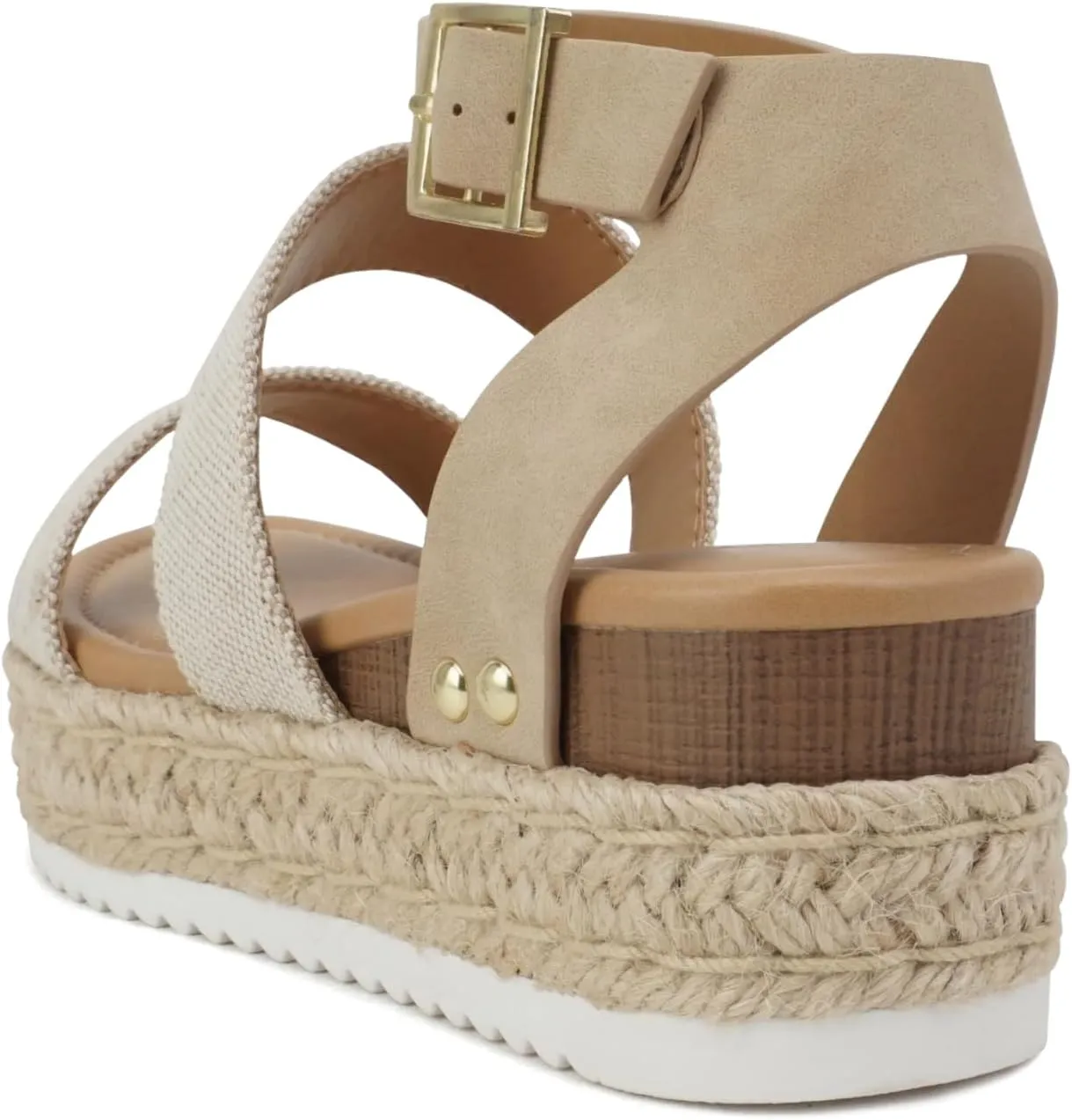 Soda Top Shoe Bryce Open Toe Buckle Ankle Strap Espadrilles Flatform Wedge Casual Sanda
