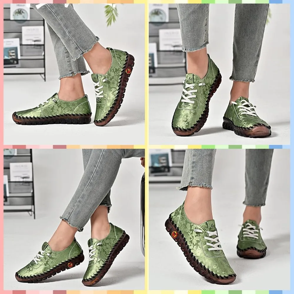 Stylish Women's Handmade Floral Embroidery Slip-on Loafers - Ultra-Soft Walking Shoes with Comfort Orthopedic All-Day Wear