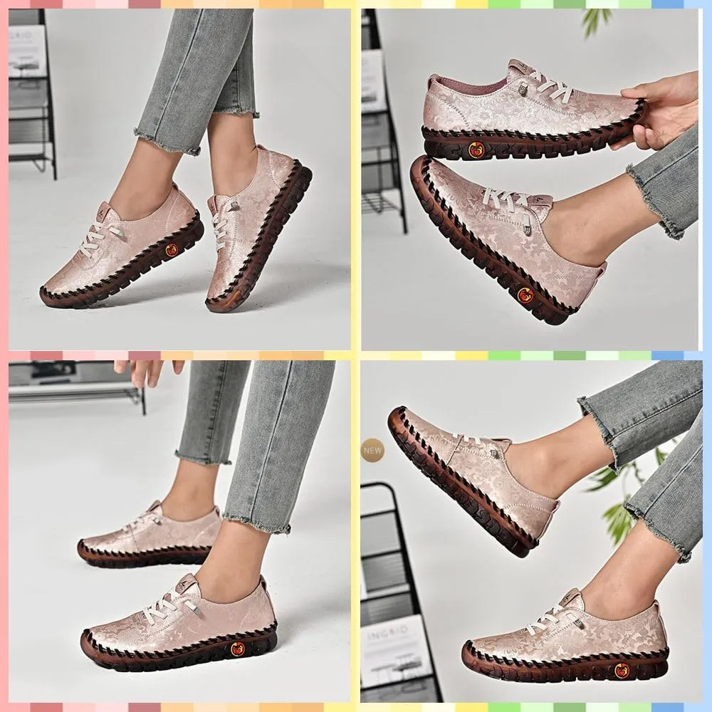 Stylish Women's Handmade Floral Embroidery Slip-on Loafers - Ultra-Soft Walking Shoes with Comfort Orthopedic All-Day Wear