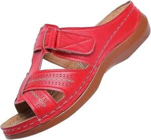 SuanlaTDS Orthopedic Wedge Sandals for Women Summer Dressy 2025 Open Toe Platform Arch Support Fashion Casual Beach Outdoor Slip On Thick Sole Low Heels Wedges Slide Sandal Slippers