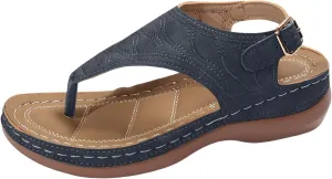 SuanlaTDS Womens Wedges Sandals Orthopedic Flip Flops Summer Dressy Arch Support Thong Open Toe Buckle Ankle Strap Comfortable Wide Width Platform Elegant Low Heels Wedge Sandal for Party