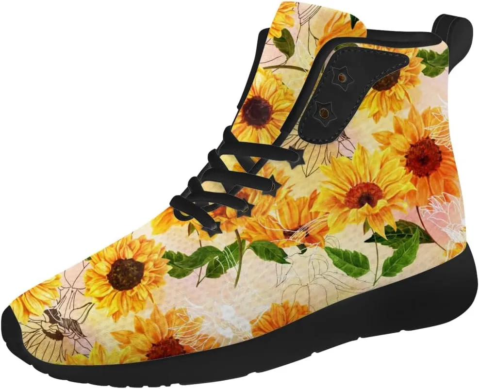 Sunflower Shoes for Men Women High Top Sneakers Casual Shoes Gifts for Girlfriend Boyfriend