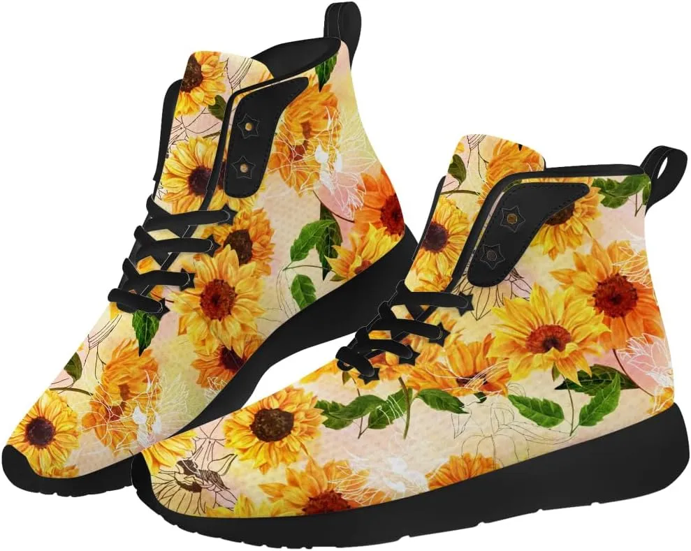 Sunflower Shoes for Men Women High Top Sneakers Casual Shoes Gifts for Girlfriend Boyfriend