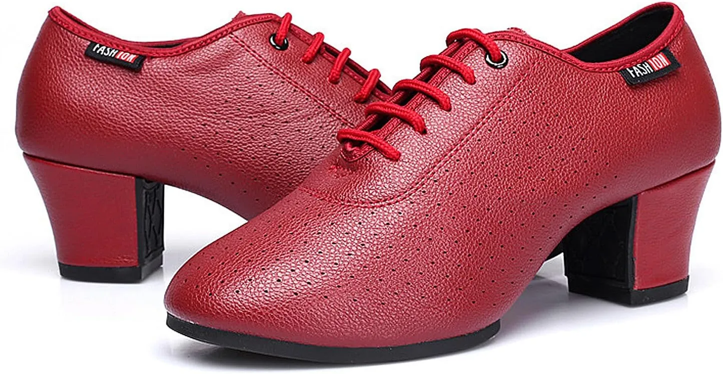 SWDZM Breathable Ballroom Dance Practice Shoes Women Latin Dance Shoes Low Heel Closed Toe