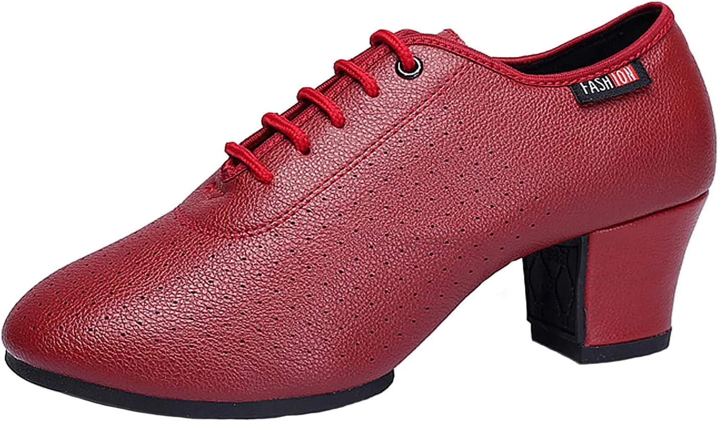 SWDZM Breathable Ballroom Dance Practice Shoes Women Latin Dance Shoes Low Heel Closed Toe