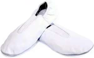 Toddler & Kids White Gymnastic Shoes - Trampoline, Tumbling, Agility Gym Footwear - Goat Leather Slip-on With Rubber Sole