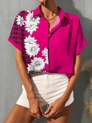Touch Of Spring Collared Floral Short Sleeve Shirt