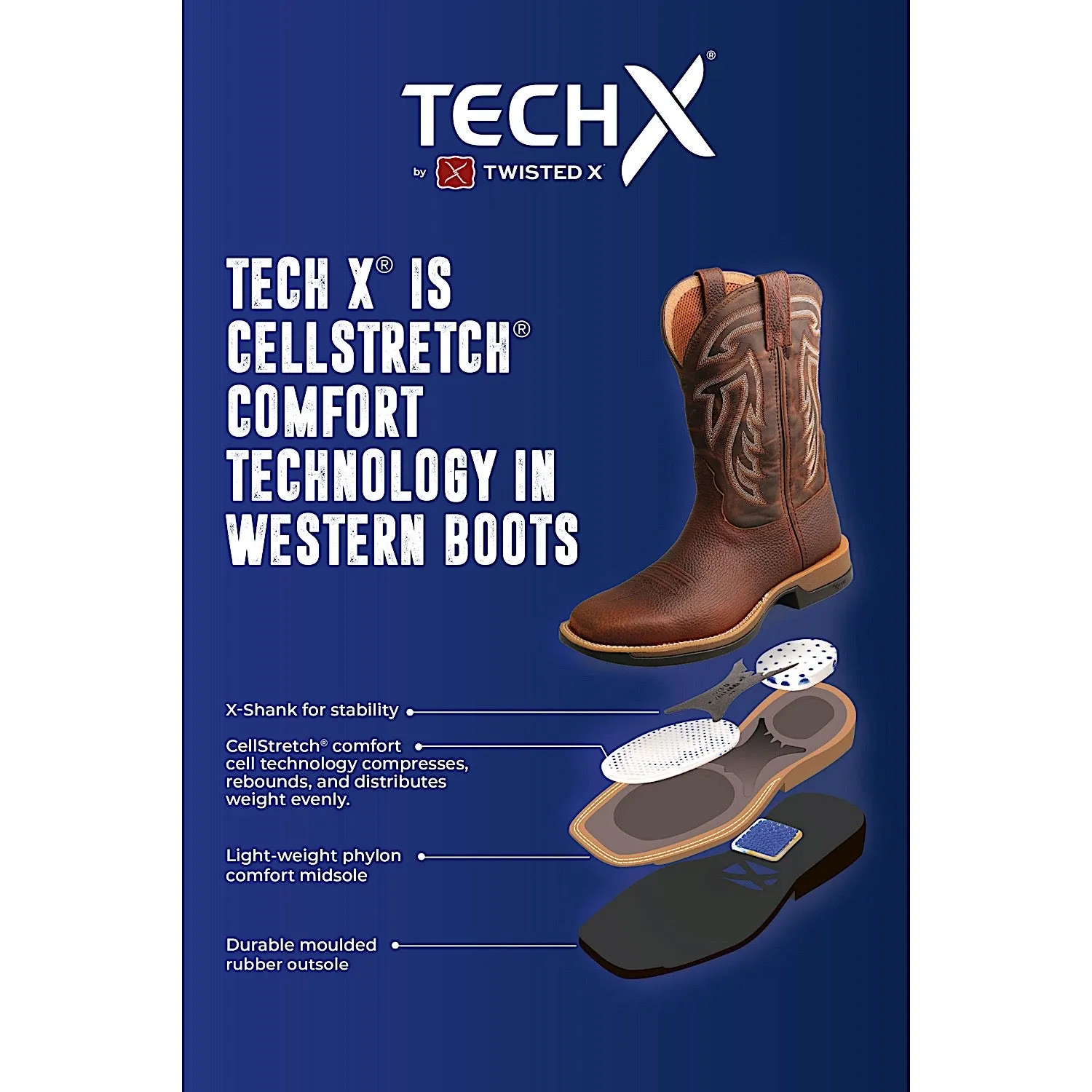 Twisted X Men's 11 Tech X Boot Mahogany/Mocha