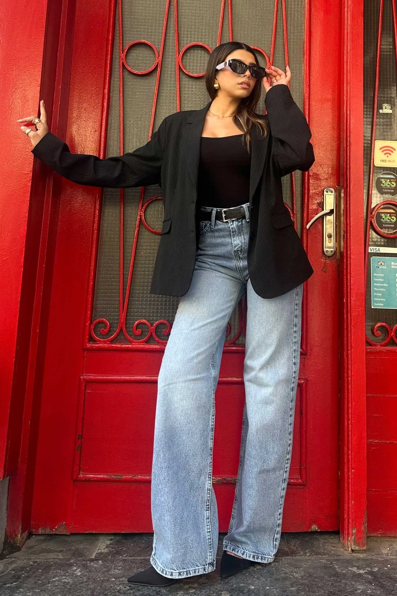 Ultra-Comfort - Wide-Leg - High-Waist Washed Light Blue Jeans