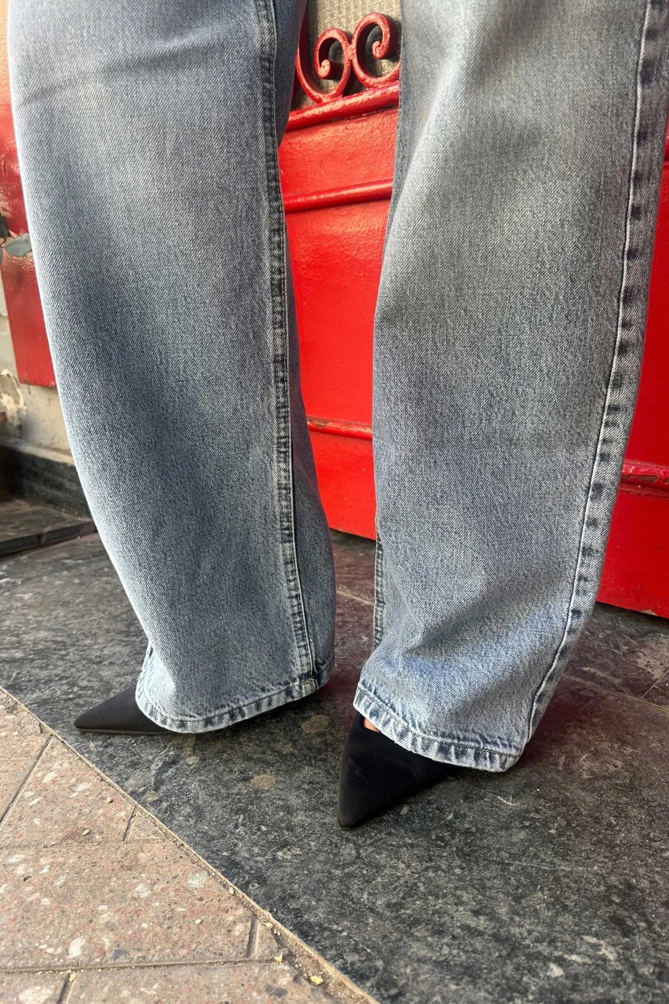 Ultra-Comfort - Wide-Leg - High-Waist Washed Light Blue Jeans